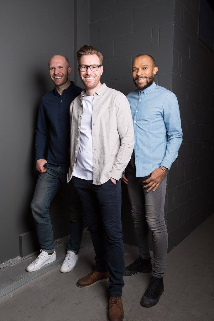 Photoshoot for "Hanging Up The Boots" podcast with Sam Parkin Rhys D Weston &amp; Danny Gabbidon.