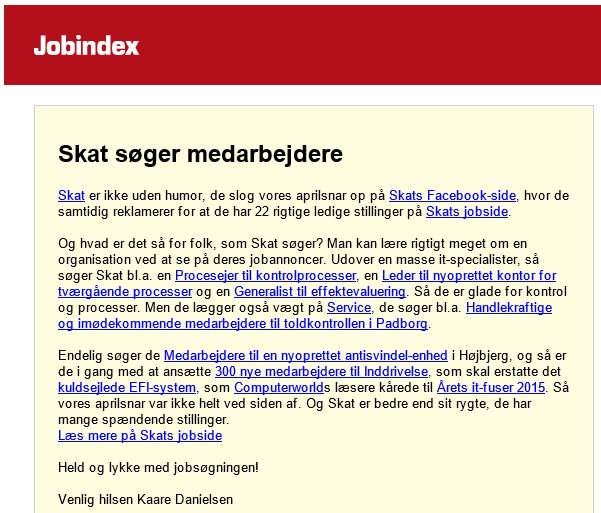 Skattestyrelsen's tweet photo. Tak, @Jobindex for omtalen af vores ledige stillinger. Lige nu 17 opslag på https://t.co/pLWQZd3wc6 @KaareDanielsen https://t.co/UukGo3jODP