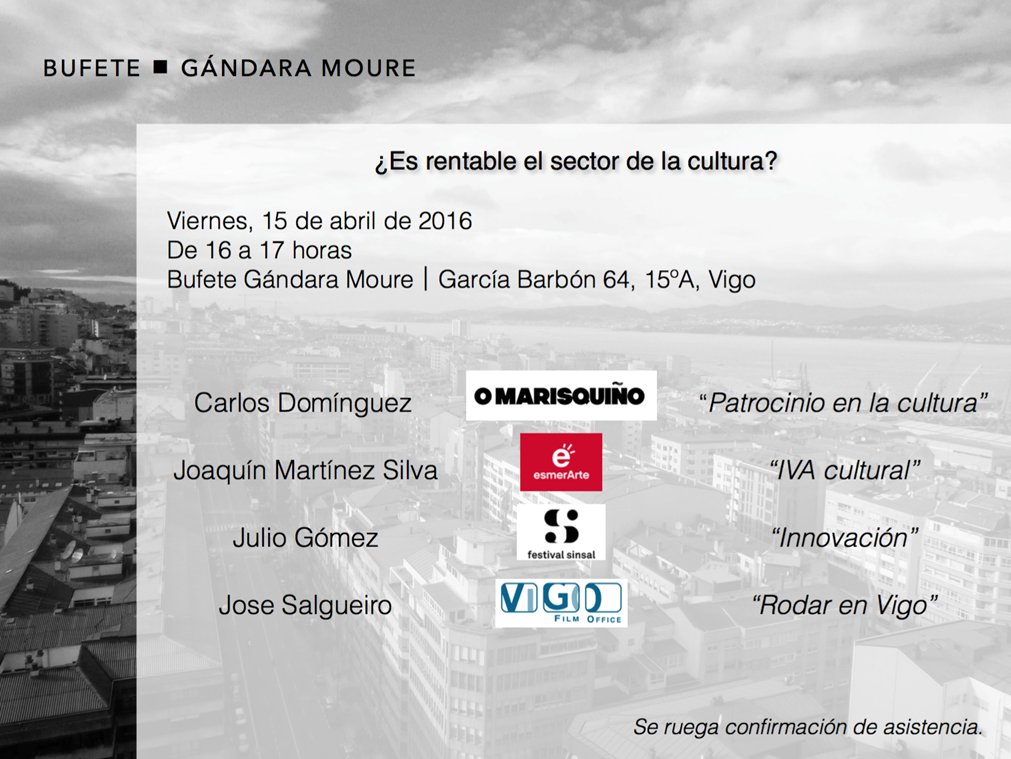 Jornada ¿Es rentable el sector de la cultura?. Próximo viernes 15 de abril de 16 a 17 horas. #cultura