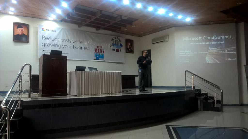 ms_pakistan's tweet photo. Taimur Mughal, PSE Distribution @ Microsoft, welcoming our guests! #MicrosoftCloudSummit https://t.co/bR3dJXAdKM