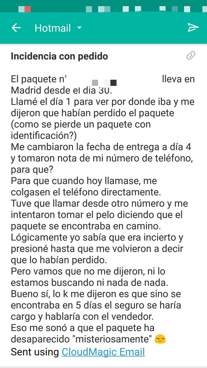 noelia_original's tweet photo. Esperando la respuesta al mail. Aquí podeís ver con detalle lo sucedido y la atención de está empresa @envialia_es https://t.co/51EJioRIoq