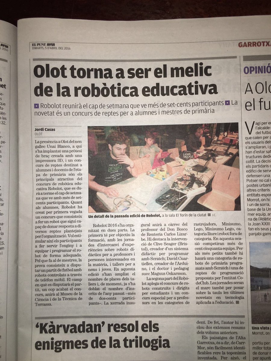 jclizarbe's tweet photo. Calentando motores para Robolot.
Allí estaremos dándolo todo. :-) @fgcoca @malakabot @fbermejonavarro #gutenberg3d https://t.co/eENYdZDmm9