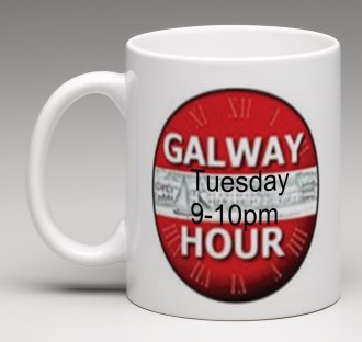 Mug on table, screens lit up, at the ready #galwayhour #CarriedAway