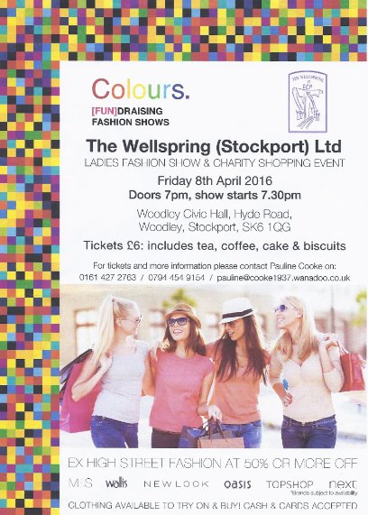 The Wellspring [FUN]DRASING Ladies #Fashion Show &amp; #Charity Shopping Event- Friday 8 April 7:30pm Woodley #Stockport