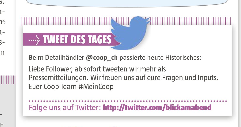 hypebyblick's tweet photo. Lieber @coop_ch, willkommen im Club (und ja, natürlich haben wir den Typo für euch korrigiert). https://t.co/pEYXa2VWz8