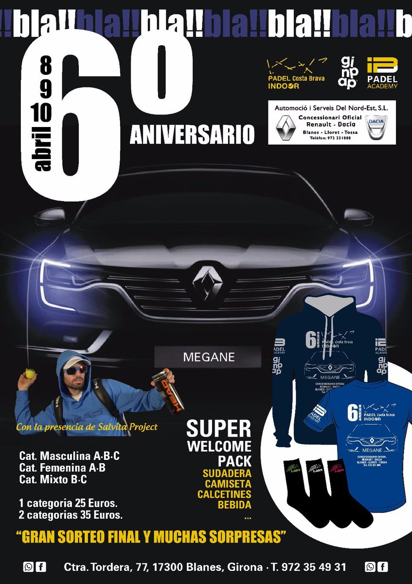 salvarambla's tweet photo. Este finde evento de padel, deporte y musica a tope siempre! Tienes un evento? Necesitas animacion? Ponte en contact https://t.co/fEhbUTfE7T
