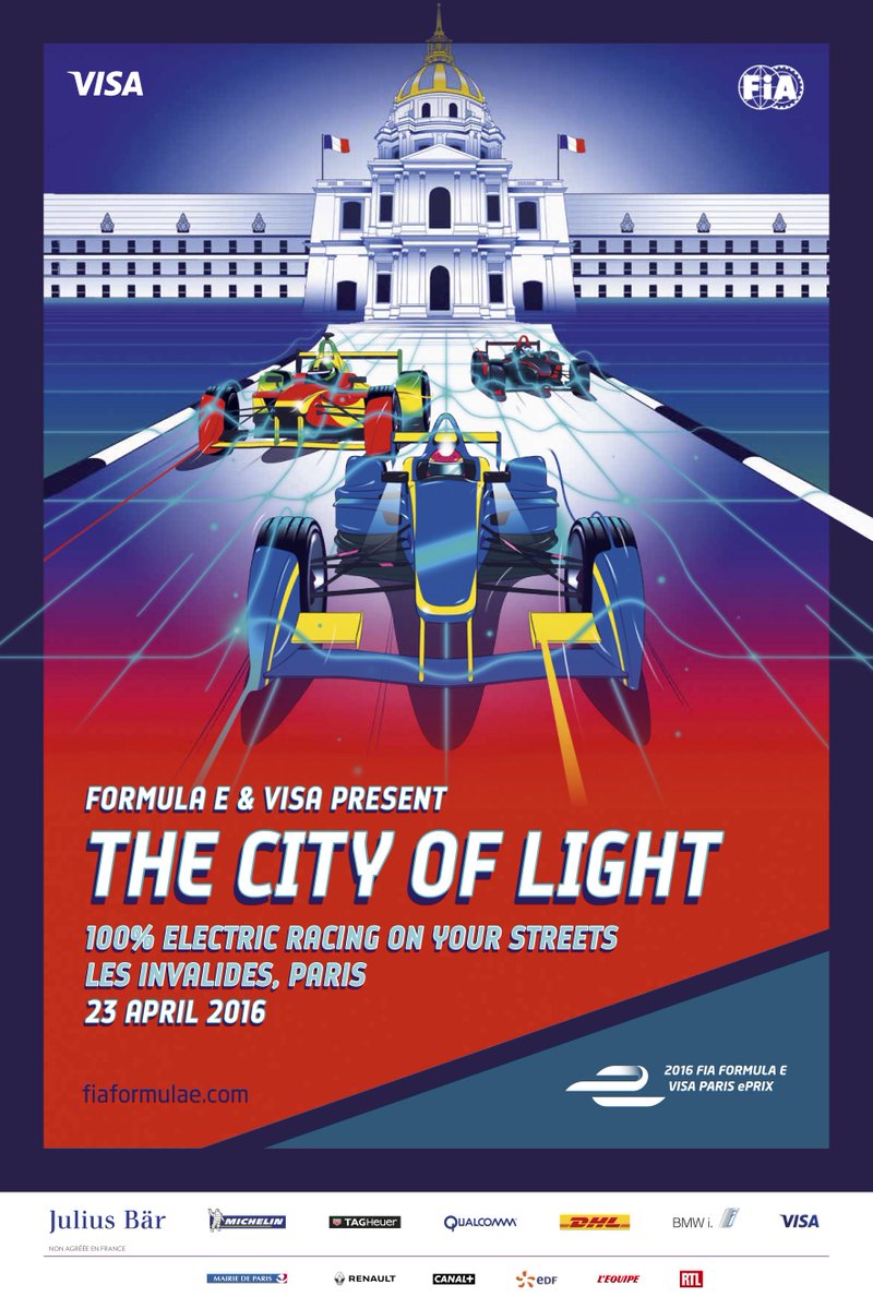 FIAFormulaE's tweet photo. The Visa #ParisePrix is getting closer and closer. Take a look at our official race poster to get you in the mood. https://t.co/7O7QM3Mh4v