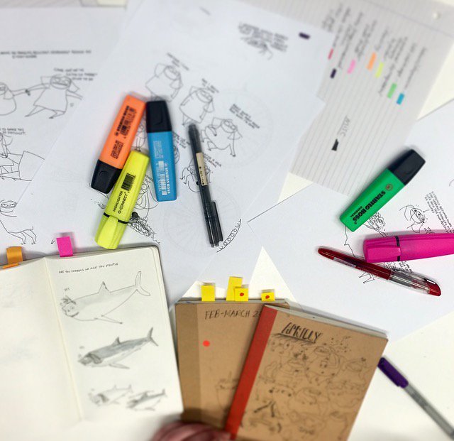 TrapezeBooks's tweet image. Fun editorial morning with @rubyetc #artfulhighlighterplacement #colourcoding