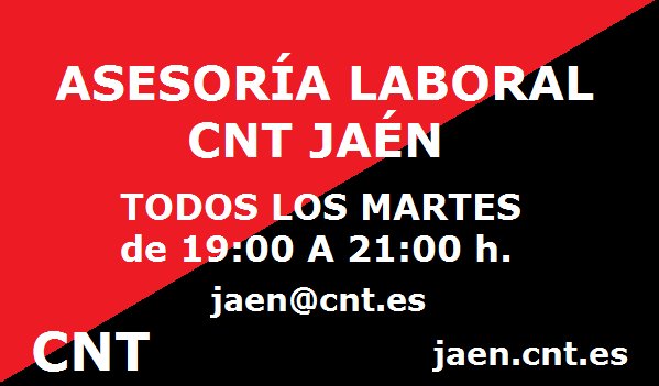 cntjaen's tweet photo. Cada martes, asesoría laboral, de 19 a 21 https://t.co/j6vnoL4xQj