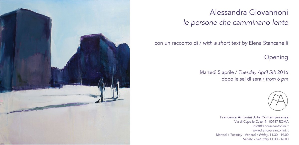 #AlessandraGiovannoni, le persone che camminano lente. #Opening tonight at 6 pm. #contemporaryart #painting #faac