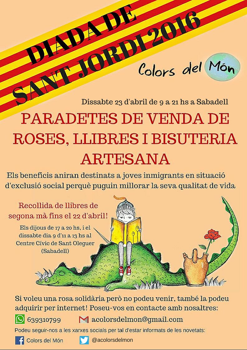 acolorsdelmon's tweet photo. Fes-te amb la teva rosa solidària aquest St.Jordi. Estarem a Sabadell!! Per a més informació https://t.co/4ErbiNA5eT https://t.co/P0nI3F5P3f