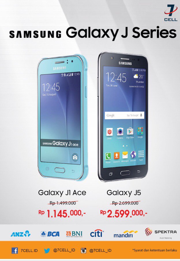 7CELL_ID's tweet photo. Kini samsung Galaxy J5 seharga Rp.144.400 x 18 bulan dg kartu kredit mandiri.
Berlaku di 7Cell SPP jatim, jateng https://t.co/bkCTQAEx2j