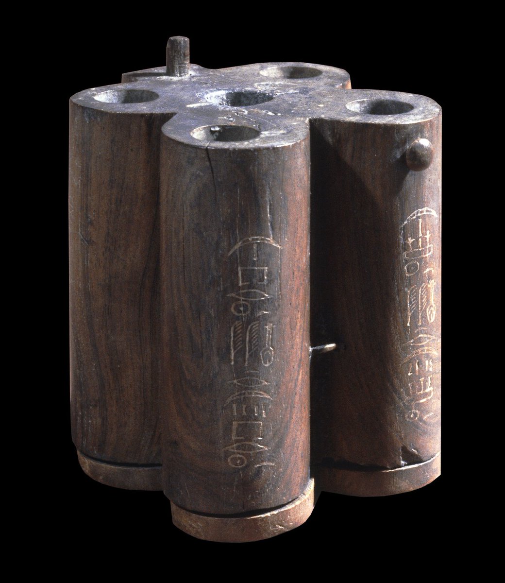 britishmuseum's tweet photo. Today’s #MysteryObject is a wooden cosmetic pot from ancient Egypt used for eye make-up https://t.co/qy0rtCd4ju https://t.co/CajLfJur8R