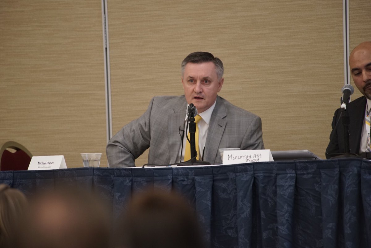 Microsoft_GS's tweet image. Mike Foynes speaking about &quot;The Changing Role of Security in an Era of Efficiency Plays &amp;amp; Consolidations&quot; #ISCW16