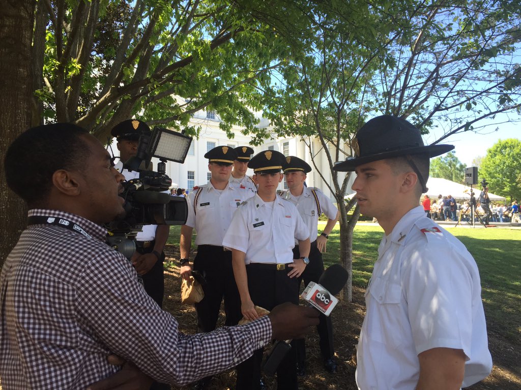 MarionMilitary's tweet photo. #MMI cadets stood out amongst the college students at #ACCSDay and did multiple interviews with #news agencies. https://t.co/sEbGkTXYEl