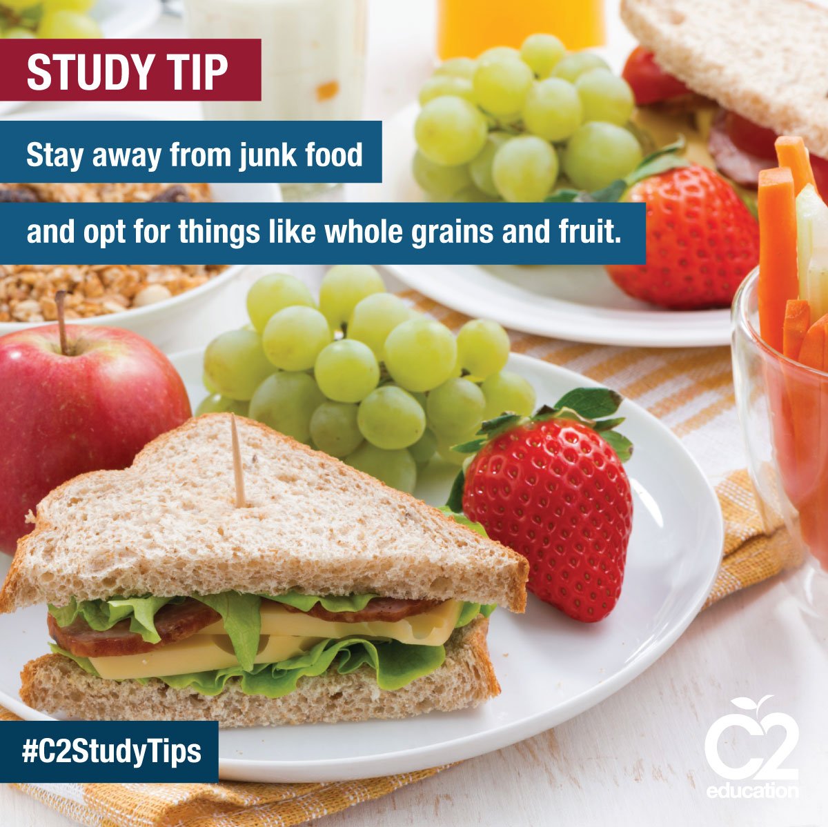 C2education's tweet image. Snack Healthy #C2STudyTips
