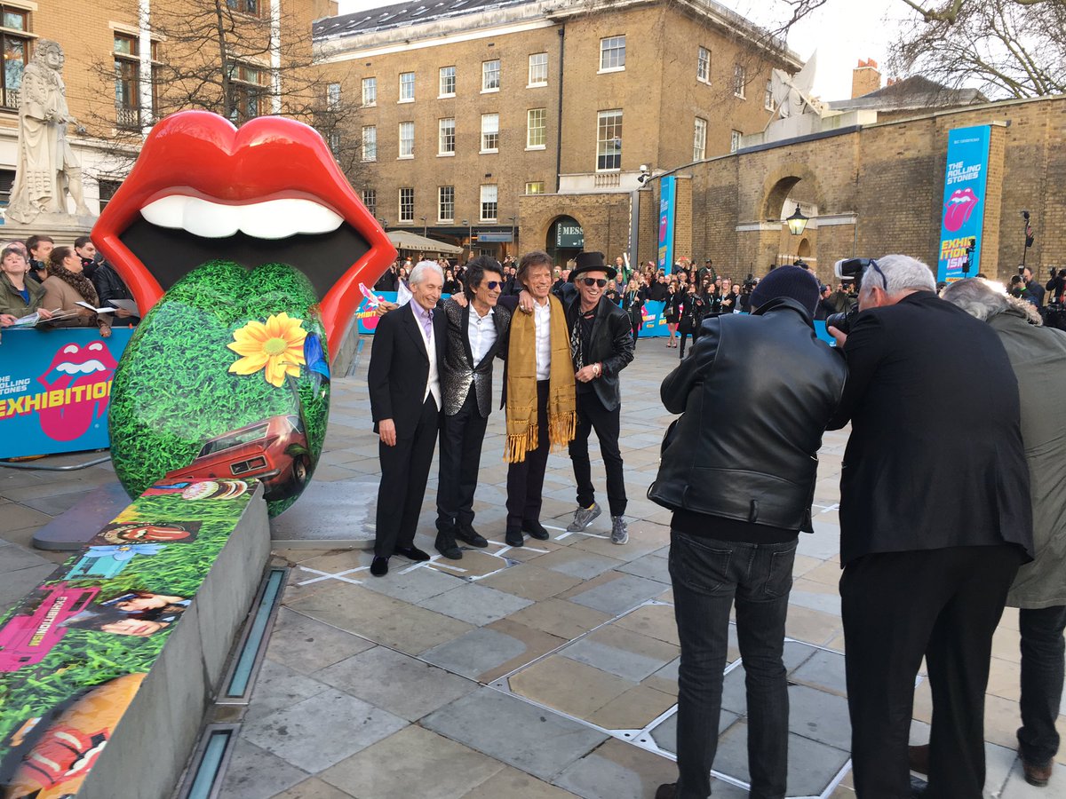 RollingStones's tweet photo. Back on the King's Road for the launch of Exhibitionism! #StonesIsm https://t.co/qRd2f1Swxt https://t.co/suQ1tj2rPJ