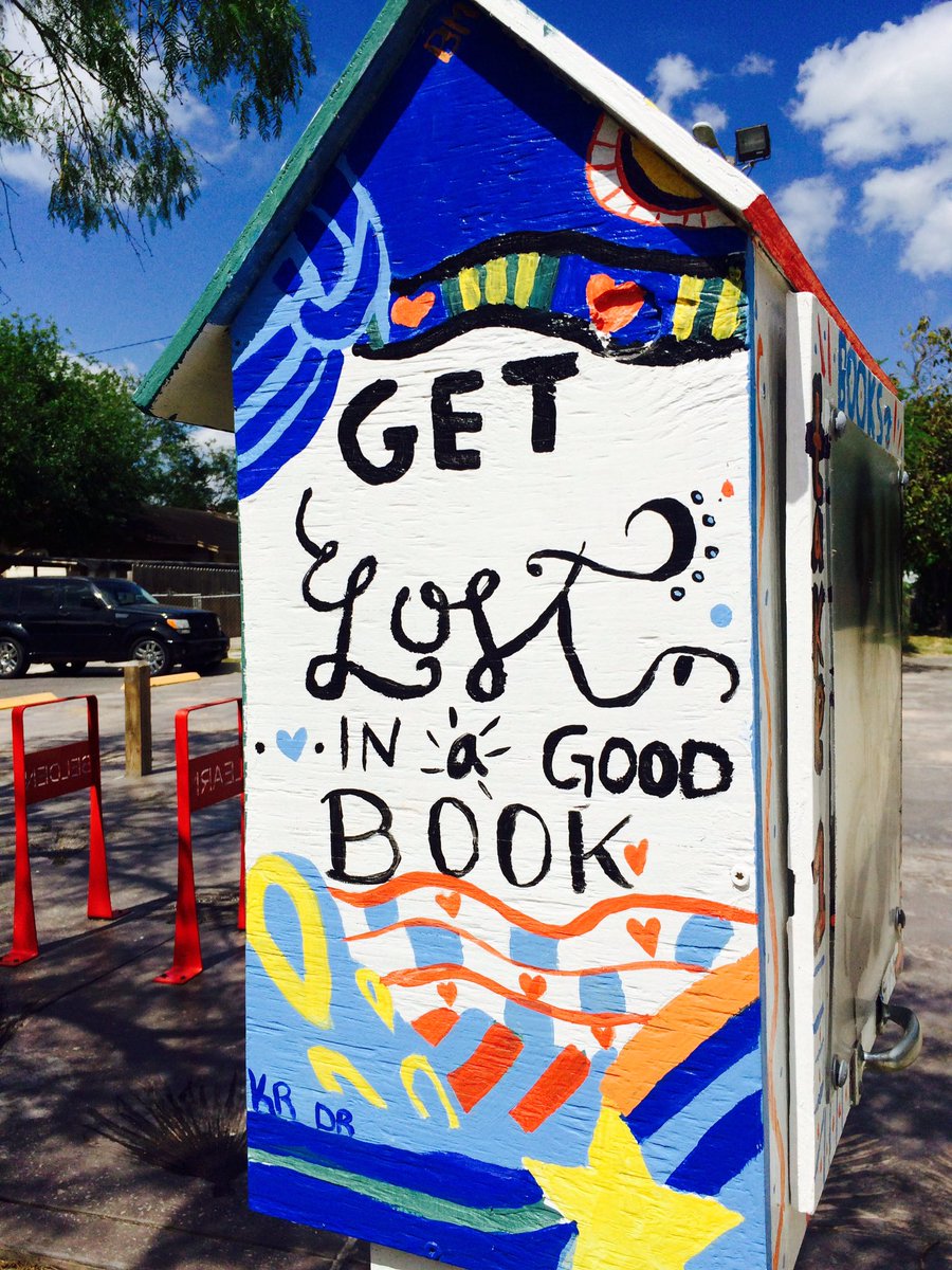 TinaT_TX's tweet photo. Cool bike rack & mini library we saw on our walking meeting in Brownsville. @byrditoldme #AARPRGV https://t.co/0DdB3g7qwB