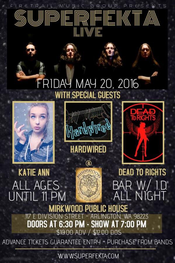 SuPeRFeKtA's tweet photo. Just announced: Superfekta's first live show of the year! All-ages event @ Mirkwood in Arlington 5/20/16 #superfekta https://t.co/UezNv6CRP3