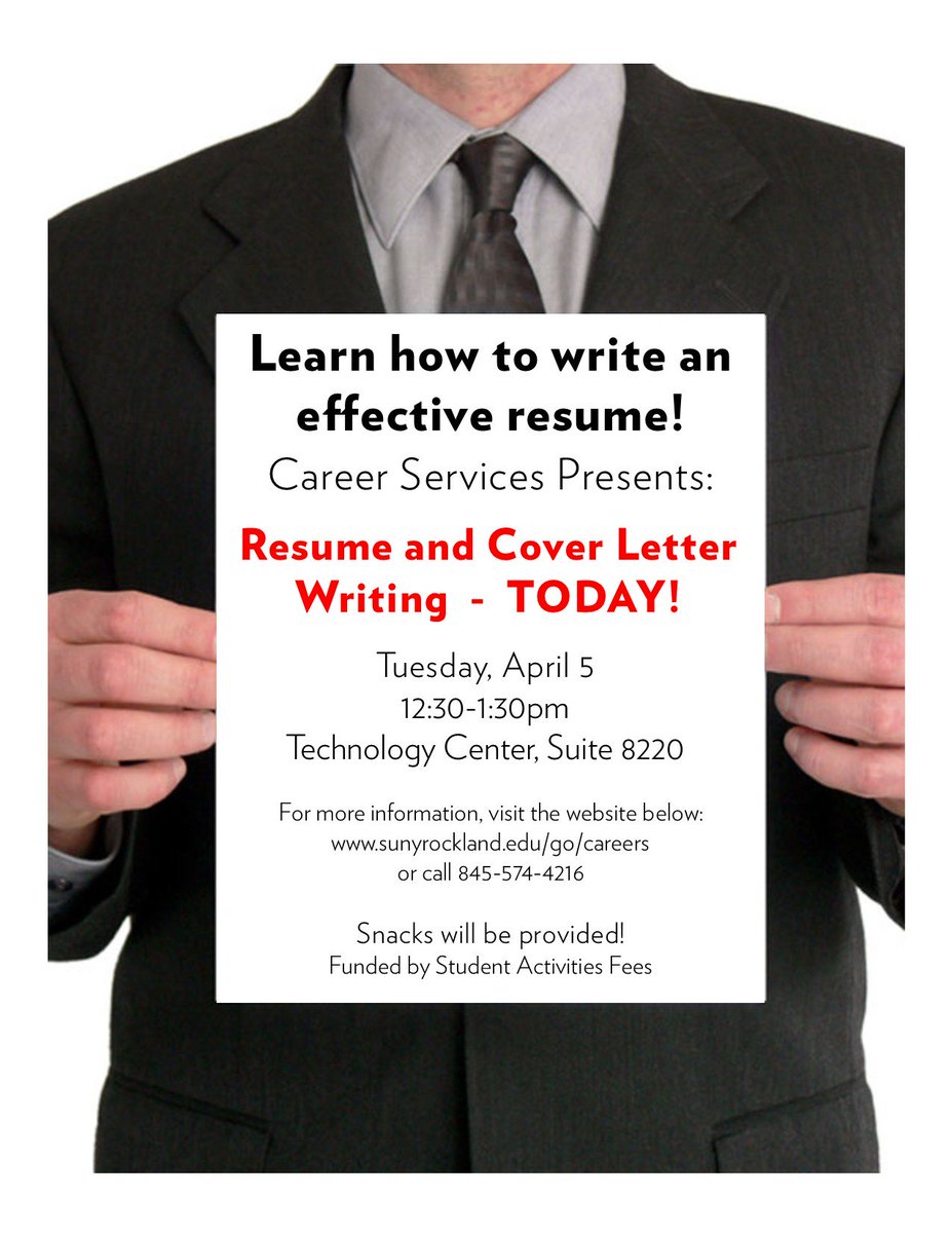 RCC_Careers's tweet photo. Make sure your resume is ready for next week's Job Fair - Workshop Today @ 12:30 #RCCJobFair @SUNYRockland https://t.co/7jftoPAswm