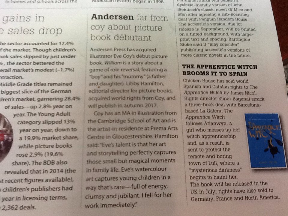 evescoy's tweet photo. Very excited to be in @thebookseller, working with the lovely #AndersonPress. They also mention the @prema_arts https://t.co/TPvkMskHjF