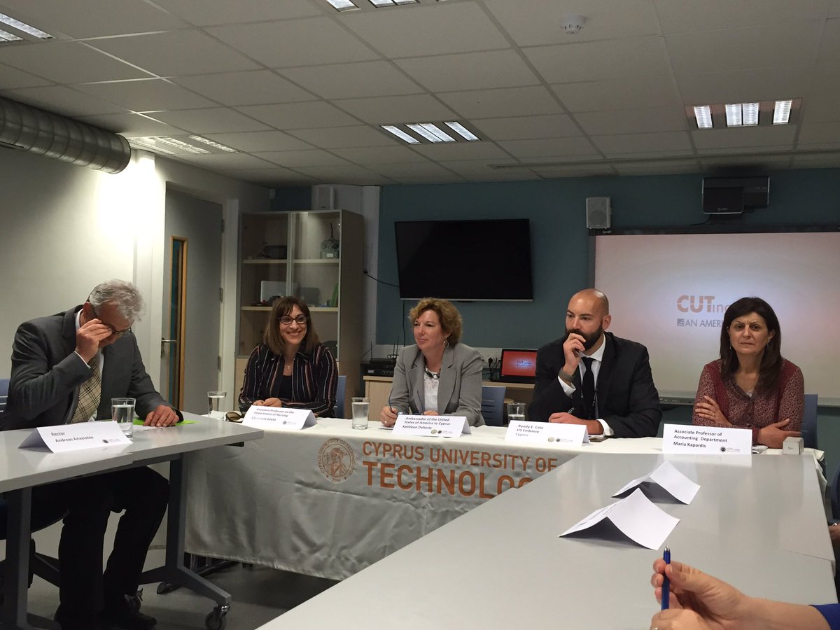 CyUniTech's tweet photo. Women in Leadership!Discussion with  #AmbDoherty Ambassador @USEmbassyCyprus in #Cyprus @cutaccy https://t.co/7sSHqzR4Mp