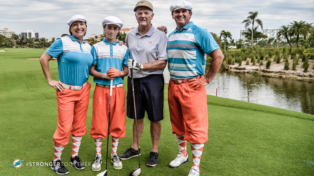 MiamiDolphins's tweet photo. Great day out at @TIsleMiami for the inaugural @TackleCancer Golf Tournament. https://t.co/9uJPINKEkM