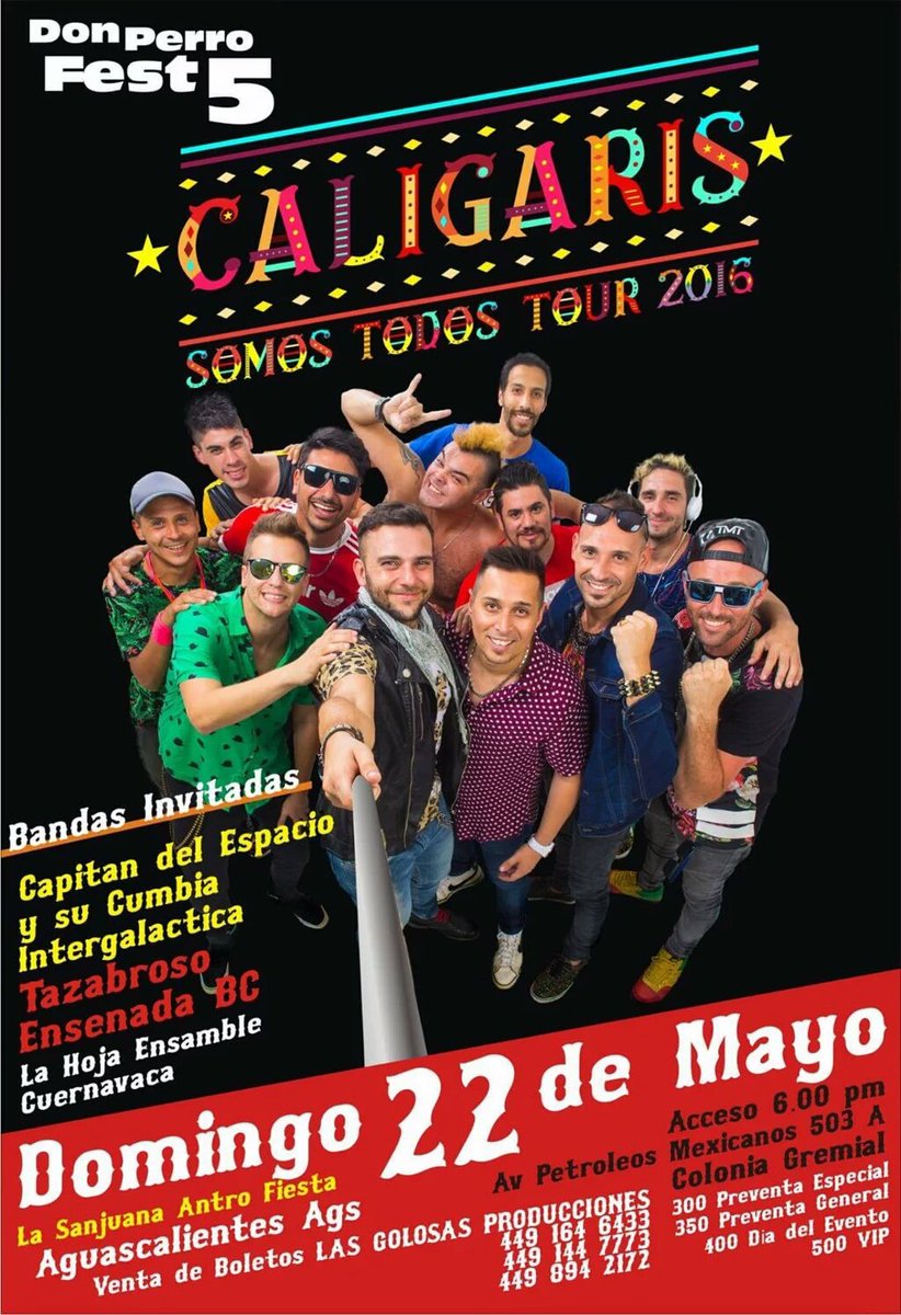 LOSCALIGARIS's tweet photo. #CaligarisSomosTodos #Tour2016 México #19Mayo #Morelia,  #20Mayo #Gdl, #21Mayo #LeonGto, #22Mayo #Aguascalientes https://t.co/018WPeyuWG