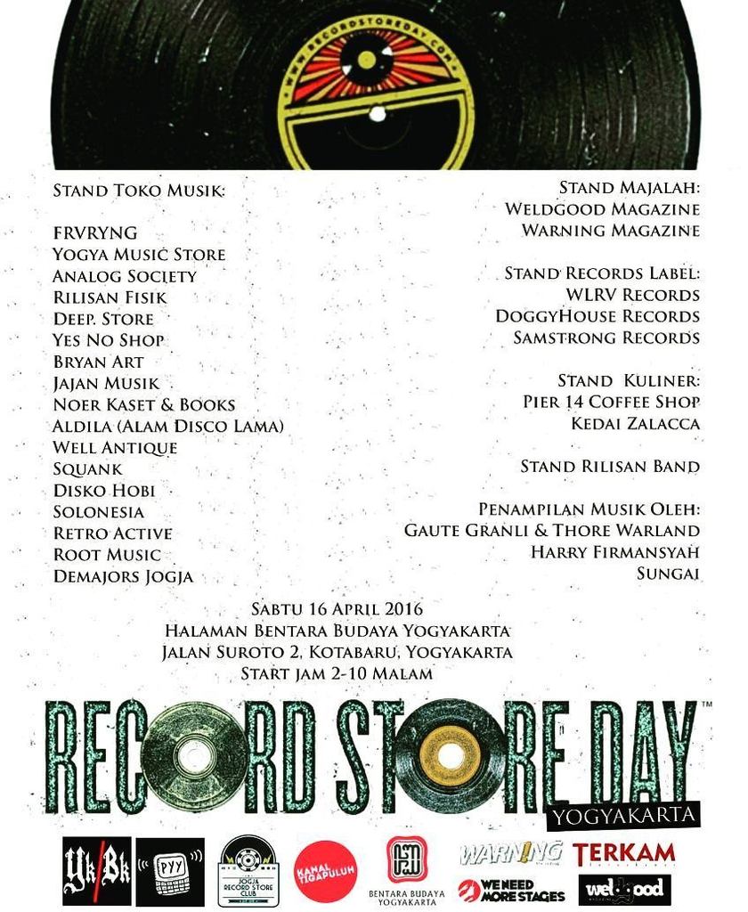 Record Store Day 2016 - Chapter Yogyakarta | 16 April 2016 | Bentara Budaya Yogyakarta.