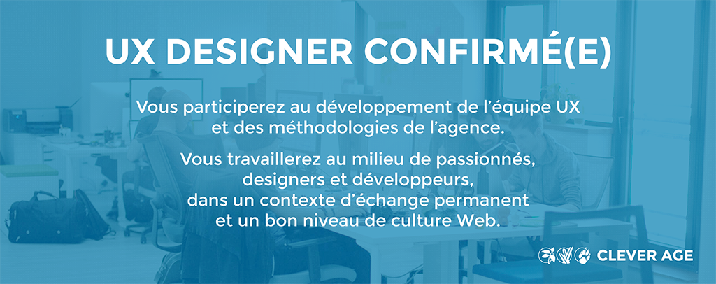 CleverAge's tweet photo. #job : nous recrutons toujours un(e) UX designer confirmé(e) https://t.co/8YW4f10Ay3 On vous attend ! #uxdesign https://t.co/e86pDx0ScK