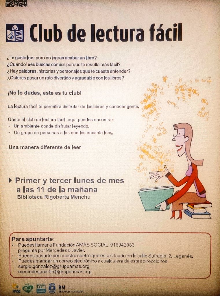 SergioAguinaga6's tweet photo. Hay plazas en el #clublecturafacil y en el #tallerliterario #todoscontamos  @AytoLeganes @GrupoAMAS  ¡Apuntate! https://t.co/k8ePPwC2wS