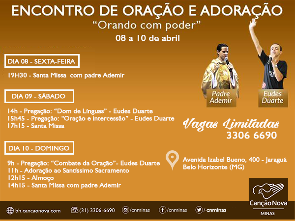cancaonovabh's tweet photo. Já saiu a programação do Encontro #orandocompoder https://t.co/HYhLzhXNKf com @eudesrcc https://t.co/XAb1y8GtAn