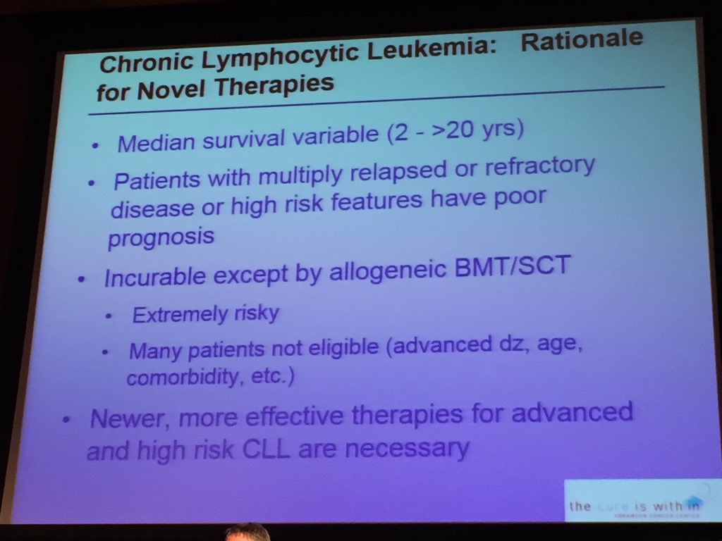 mtmdphd's tweet photo. #EBMT16 CART #ImmunoOnc #bmtsm Porter - CAR T cells bf, after, or instead of allo SCT: CLL - rationale for novel Rx https://t.co/WKnn3dDjGC