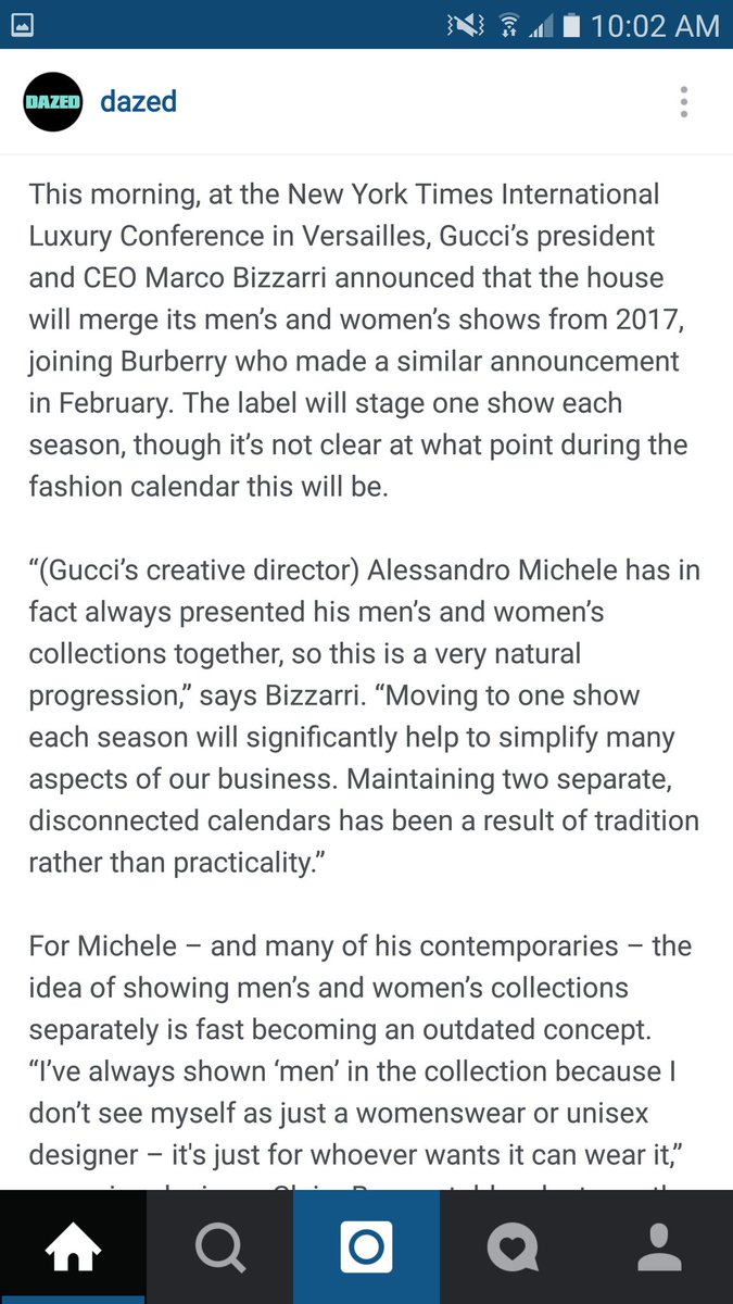 _thinupperlip's tweet image. Gucci merges men's and women's collections into single showcase  (Pt.2) @PRMoveOfTheWeek #bestPRmove