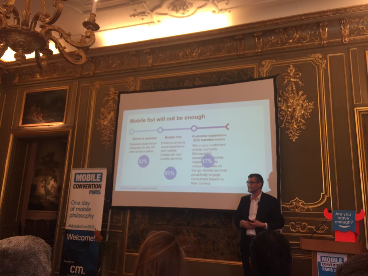 ferpection's tweet photo. "L'étape post mobile-first est de repenser l'expérience client avec son contexte" @forrester #mobilecon2016 https://t.co/AiFtOlrnO1