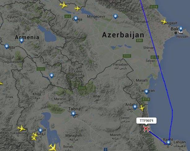 Yesterday,Russian  IL76MD RA-78816 aircraft passed over Azerbaijan territory&amp;from Syria,flew to Yerevan.#KarabakhNow