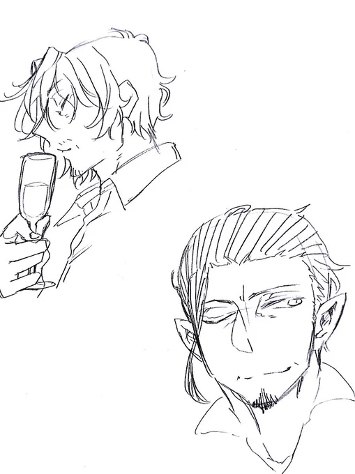 ひっさびさにシャーペンで描いてみた。ジェイとアルフレッド。 