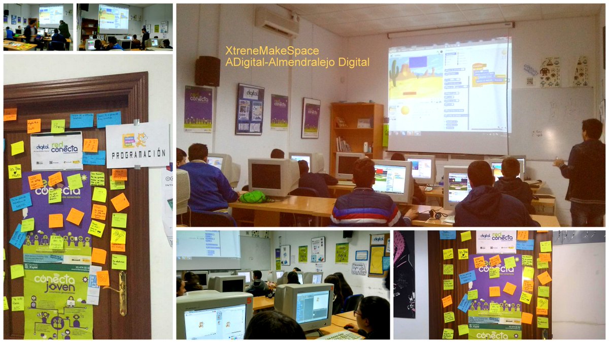 Visita al club de programación de <a href="/AlmendralejoDig/">Almendralejo Digital</a> parte del @XtreneOpenLab de alumnos y profes de IESTierradeBarros