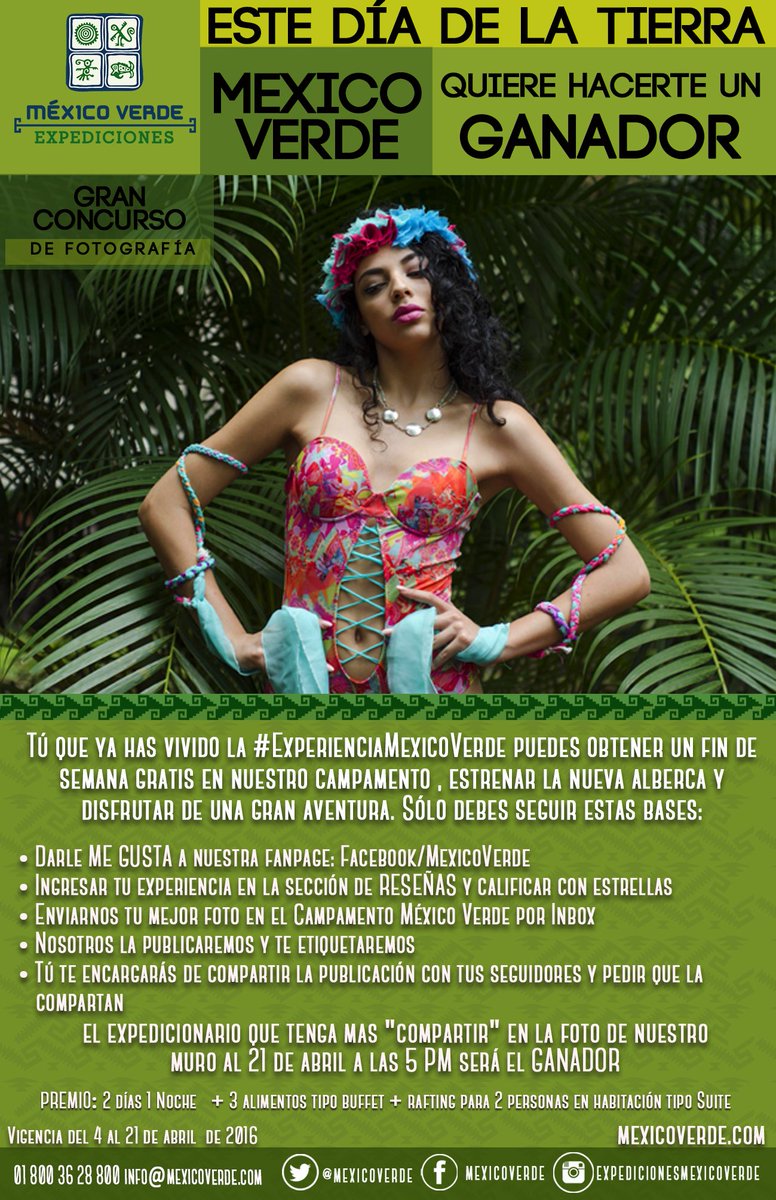 mexicoverde's tweet photo. ¡GÁNATE UN FIN DE SEMANA #GRATIS EN #MEXICOVERDE! Checa las bases y conviértete en el ganador :D 🍃😄👏🌿🌞🙌 https://t.co/v2x2Gqfhwc