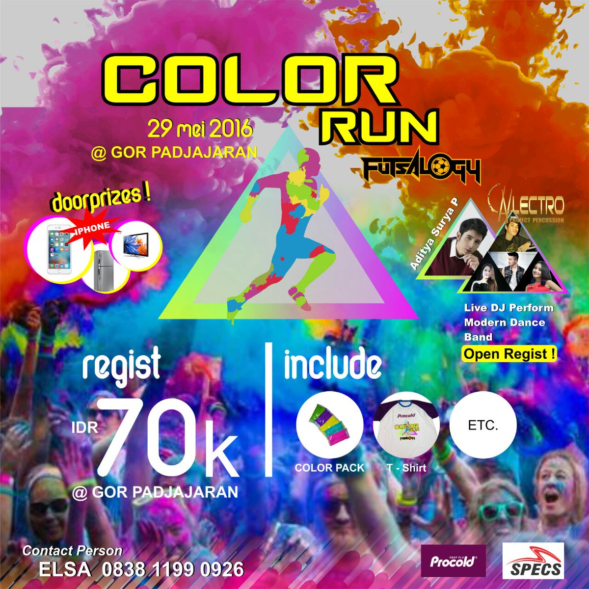 Ayoo guyyss.. kita berkeringat bersama di "COLOR RUN FUTSALOGY" .. peserta terbatas loh... 😊😊😊