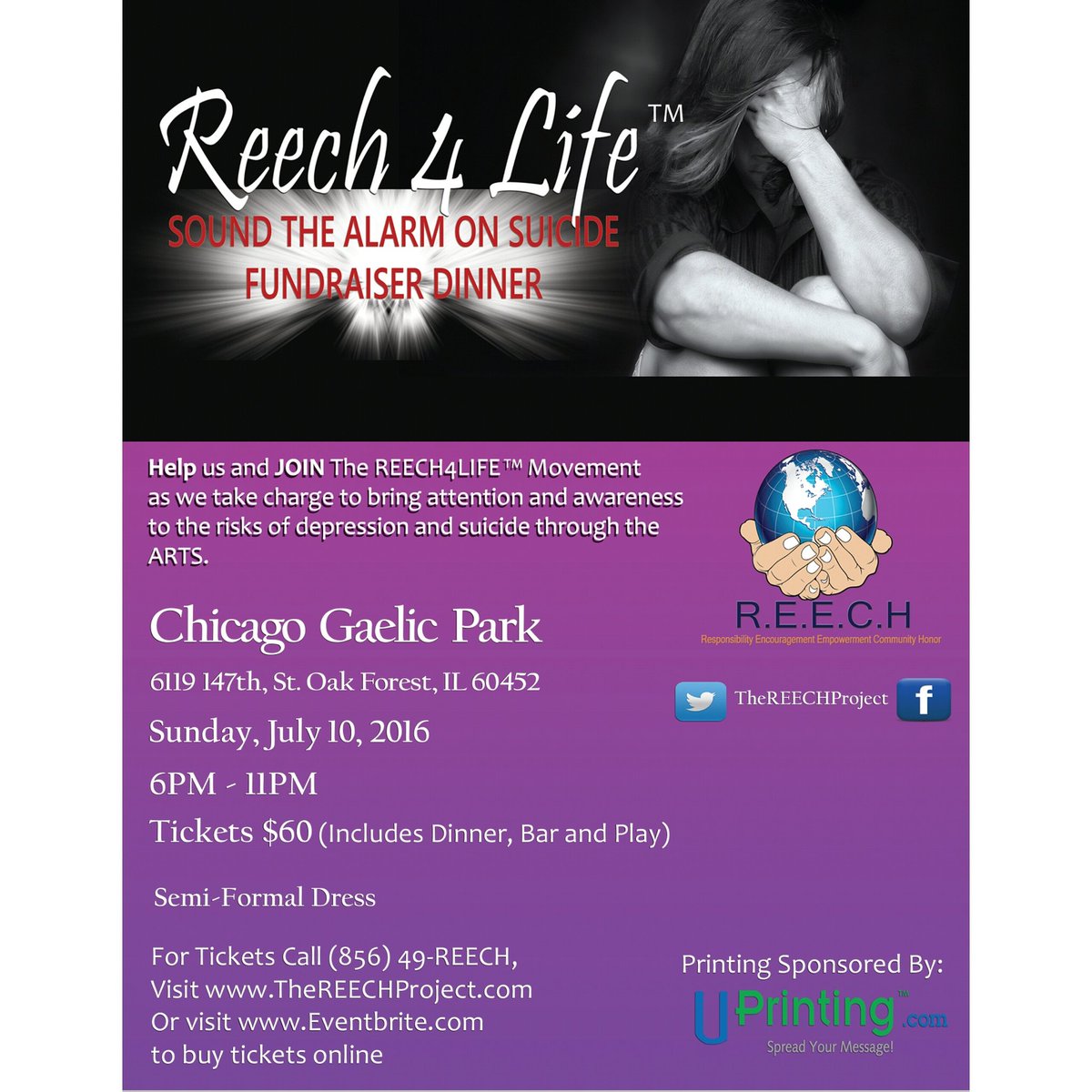TheReechProject's tweet photo. @WBEZ @WindyCityLIVE @SteveHarveyFM @WGNNews @chicagotribune @OWNTV This event is going to save lives! #REECH4LIFE https://t.co/GoSuwDnIBg