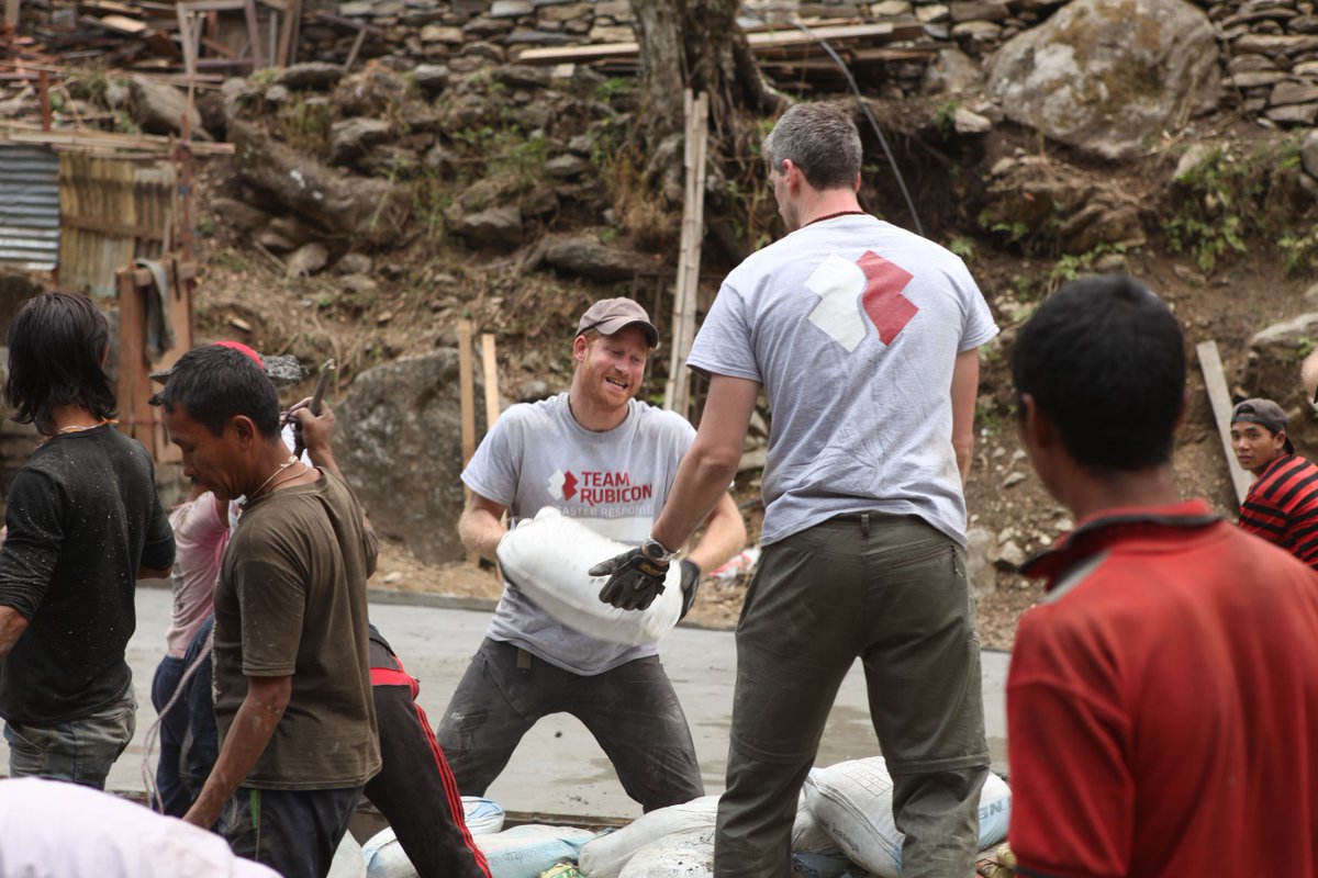 KensingtonRoyal's tweet photo. Prince Harry joined @TeamRubiconUK at the end of his tour to Nepal to support their earthquake-relief project https://t.co/tD6XZhpvcX