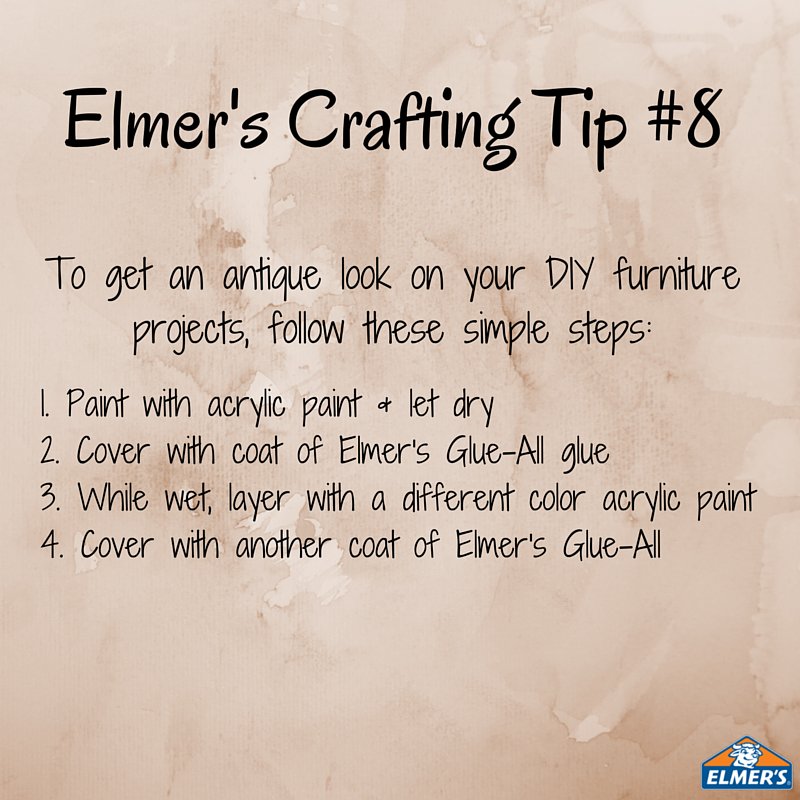 Elmers's tweet photo. Who knew getting that antique look on your furniture was so simple? #DIY #craftingtip https://t.co/gbs5fYlOiZ