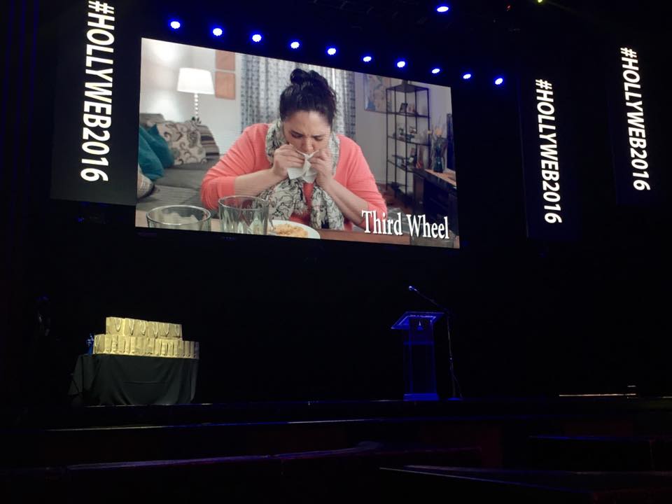 thirdwheelshow's tweet photo. Amazing time @hollywebfest! Met talented creators, all of whom saw @sdurivagej spit out chicken fat on a huge screen https://t.co/iXpvPGKcYt