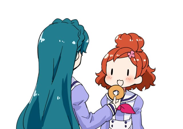 haruno haruka multiple girls 2girls school uniform food doughnut braid long hair  illustration images