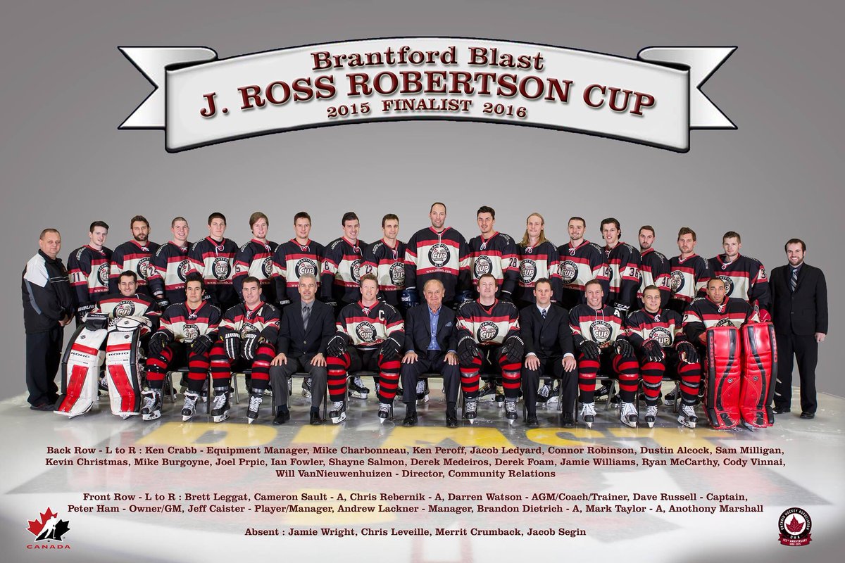 BrantfordBlast's tweet photo. The Brantford Blast... The @OHAhockey1/@AllanCupHockey J.Ross Robertson Cup Finalists for 2015-2016. #GoBlastGo https://t.co/JljaJPEOPX