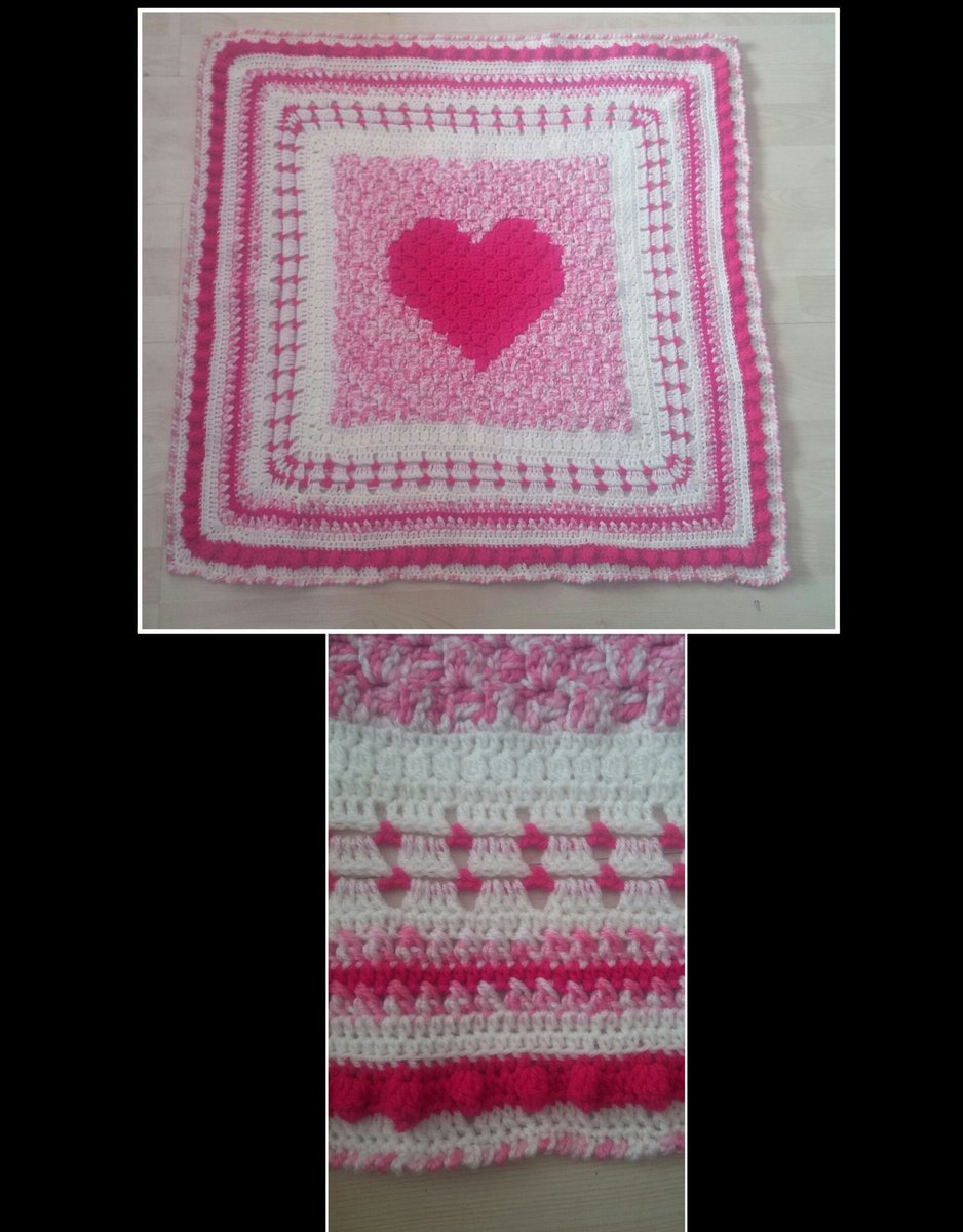 ShellN71's tweet image. I finished this one today #crochet #baby blanket #heart