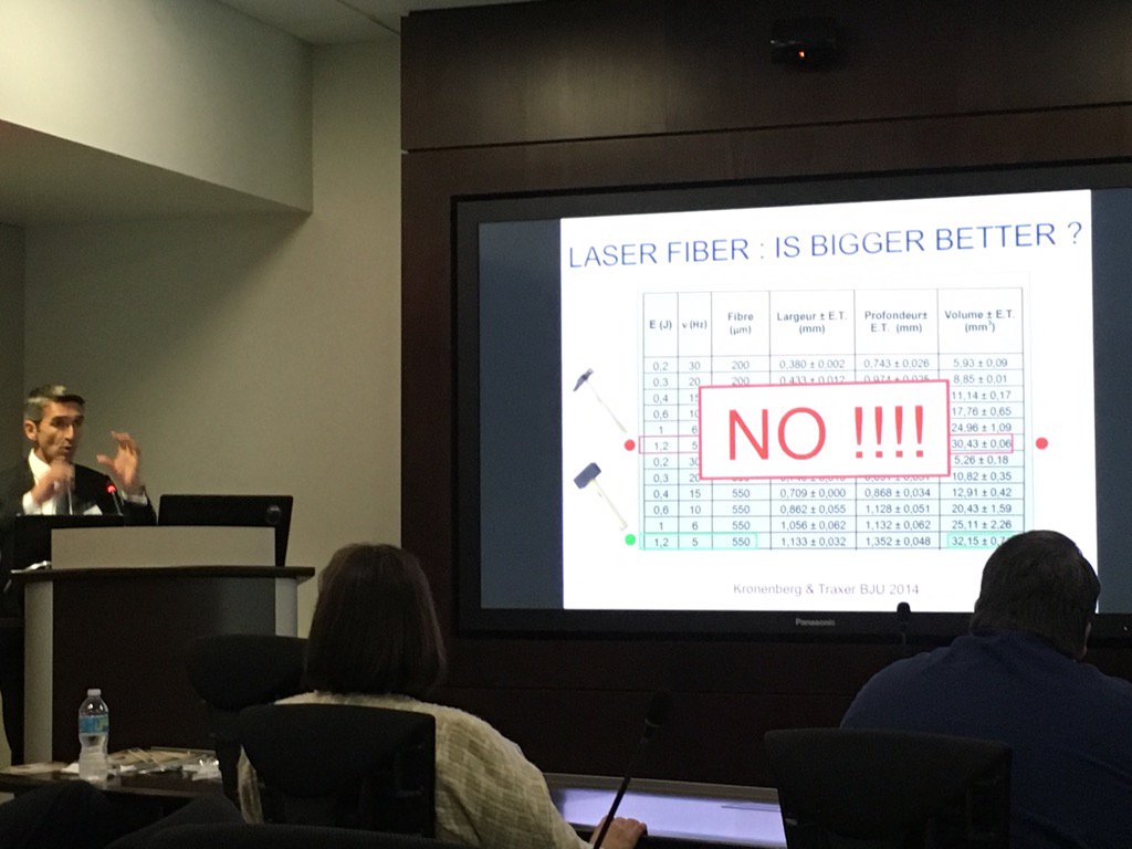 noahcanvasser's tweet photo. Traxer: reiterating that bigger laser fiber is NOT better. <273 is best #spenceVP #UTSWurology https://t.co/v9y7aLMKCC