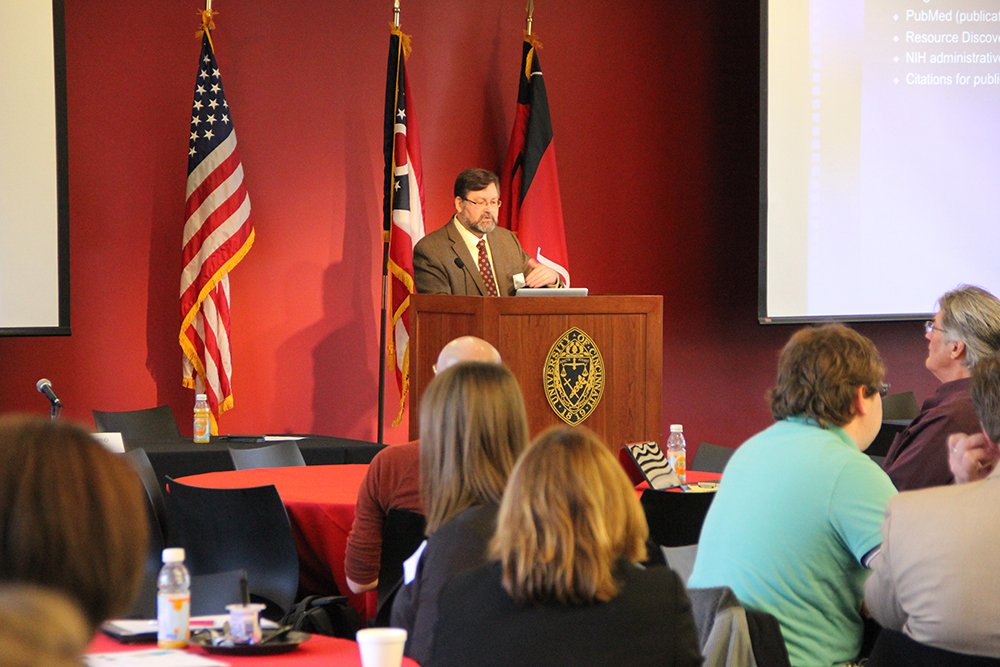 UCLibraries's tweet photo. Keynote Speaker Dr. Michael Huerta from the National Library of Medicine. #ucdataday. https://t.co/pSO1vCN46m