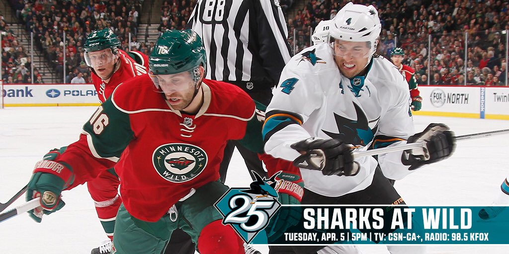 Last road game of the regular season. #SJSvsMIN

Preview: go.sjsharks.com/10jB8w
Tickets: venuekings.com/sj-sharks-away…